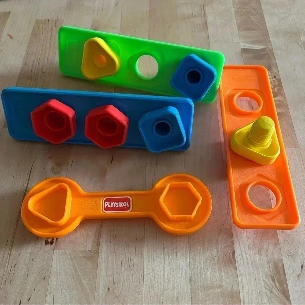 Vintage Playskool NUTS ‘N BOLTS Kid Toy Tool Set Pretend Play Preschool 16pc Lot